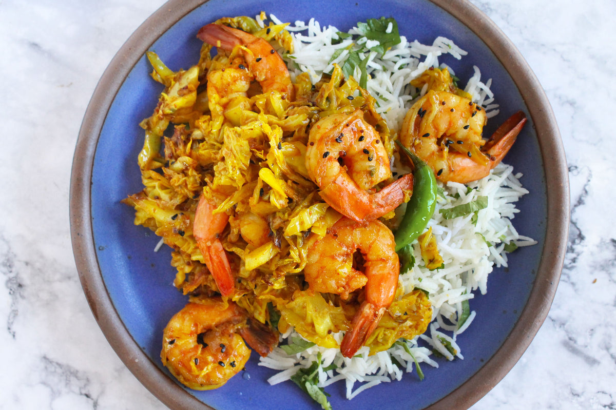 Shaz & Kiks' Bandhakopi Chingri (Bengali Spicy Cabbage with Shrimp)