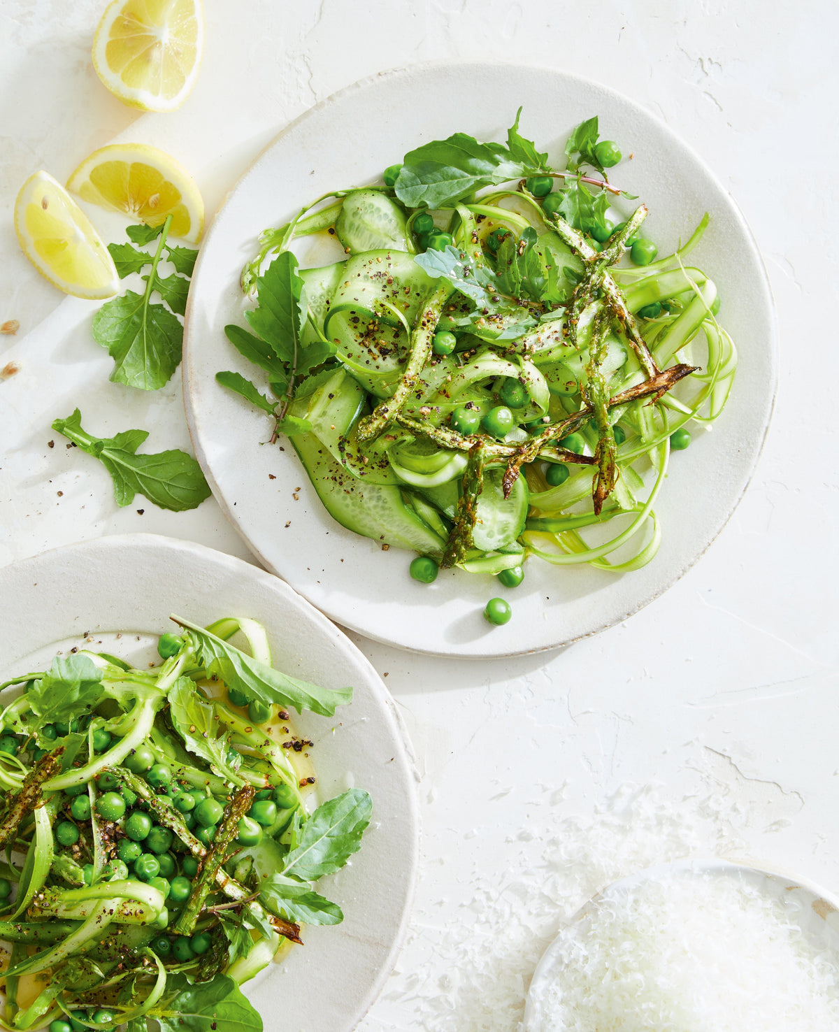 Jess' Asparagus, Peas, and Cucumber “Cacio e Pepe”