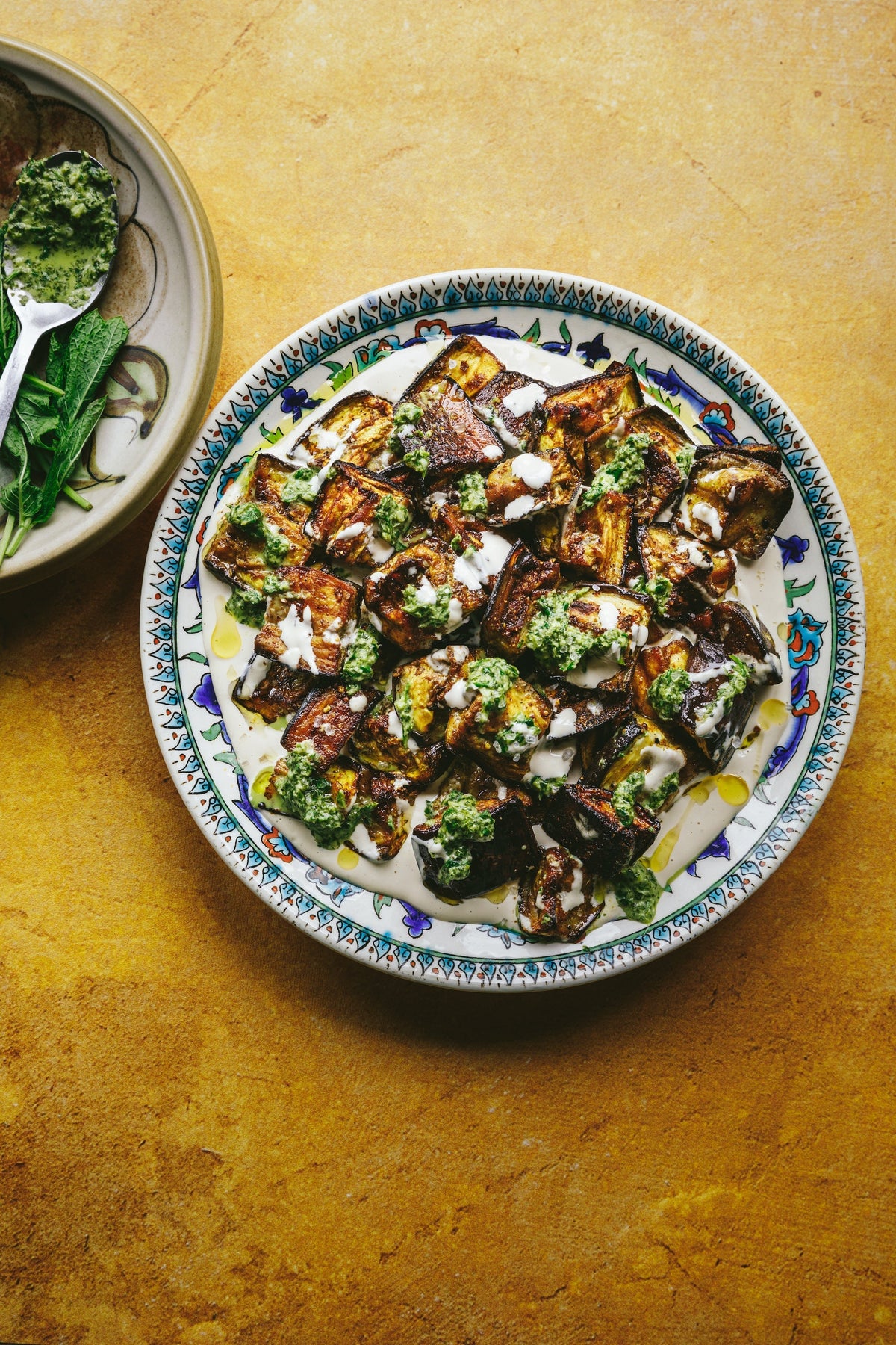 Nadir's Hawaij Spiced Aubergines with Tahini and Sahawig